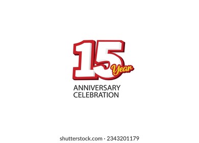 15, 15 años, 15 años, logotipo minimalista de aniversario, jubileo, tarjeta de saludo. Invitación de cumpleaños, cartel. Ilustración del vector del espacio rojo sobre fondo blanco - Vector