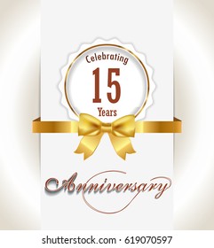 15th Anniversary background, 15 years celebration invitation card vector eps 10