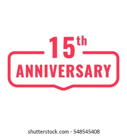 15th anniversary. Badge icon, logo. Flat vector illustration on white background. 