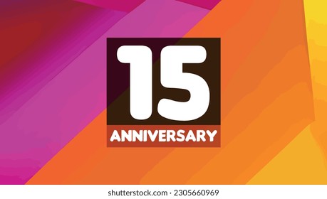 15th anniversary birthday celebration horizontal with colorful background lines and squares