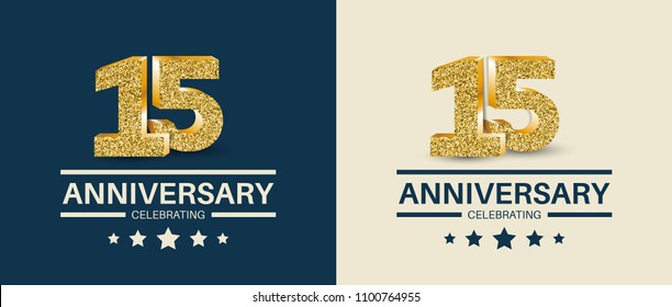 15th Anniversary celebrating cards template. 15 - year jubilee banner.