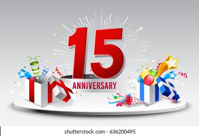 15th Anniversary celebration background. stock vector template