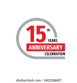 15th anniversary celebration badge logo design. Fifteen years banner poster.