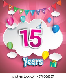 3rd Anniversary Celebration Design Clouds Balloons Stock Vector ...