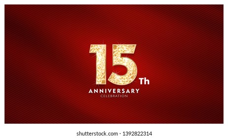 15th Anniversary celebration - Golden numbers with red fabric background