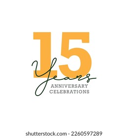 Diseño del logo de la celebración del 15° aniversario. Vector Eps10
