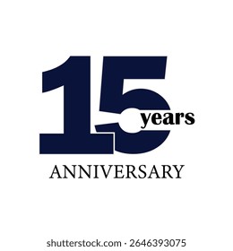 15th Anniversary Celebration Logo – Elegant and Luxury Vector Icons for Milestone Celebrations in blue color.