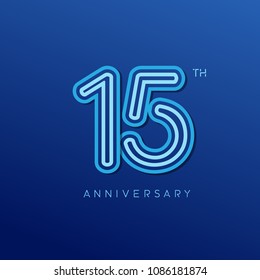 15th anniversary celebration logotype. anniversary logo with blue line color isolated on dark blue background, vector design for celebration, invitation card, and greeting card