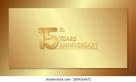 15th Anniversary, anniversary celebration vector design with gold color on gold background with a simple and luxurious design.logo vector template