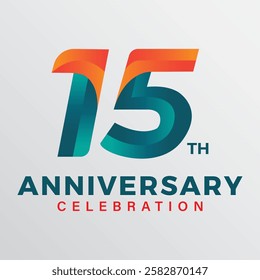 15th anniversary celebration vector template