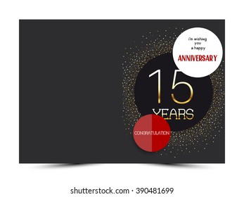 15th anniversary decorated greeting card template.