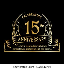 15th anniversary design template. Vector and illustration.