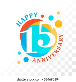 15th Anniversary emblem. Vector  template for birthday and jubilee