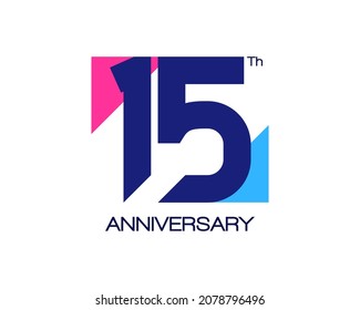 15th anniversary geometric logo. Design with triangle shapes for birthday or celebration