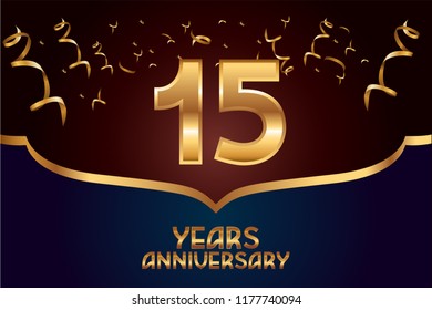 15th Anniversary gold numbers. background for anniversary
