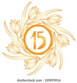 15th anniversary golden floral banner