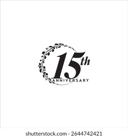 15th Anniversary Logo in black and white background