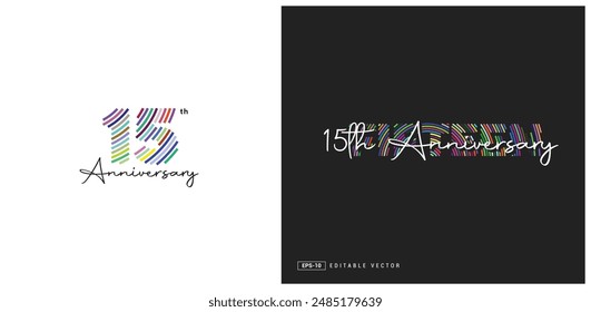 15th Anniversary Logo Design, Number 15 Vector Template.