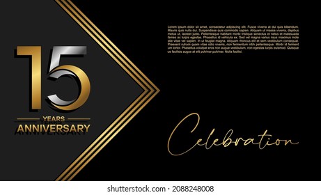 15th anniversary logo. Golden anniversary celebration logo design for booklet, leaflet, magazine, brochure poster, web, invitation or greeting card. vector illustrations.