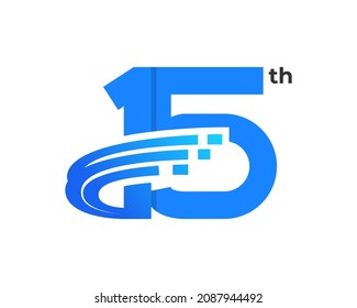 Logo del 15 aniversario. El número de celebración o evento de estilo futurista