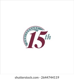 15th Anniversary Logo in red and white background