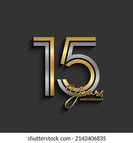 15th anniversary logotype. Anniversary celebration template design for booklet, leaflet, magazine, brochure poster, banner, web, invitation or greeting card. Vector illustrations.