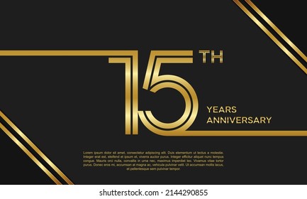 Logotipo del 15º aniversario. Diseño de planilla de celebración del aniversario para folletos, folletos, revistas, afiches de folletos, banner, web, invitación o tarjeta de saludo. Ilustraciones vectoriales.