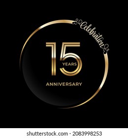15th anniversary logotype. Golden anniversary celebration emblem design for booklet, leaflet, magazine, brochure poster, web, invitation or greeting card. Vector illustrations. EPS 10