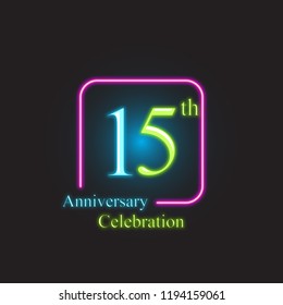 15th Anniversary Number Neon Text Stock Vector (Royalty Free ...