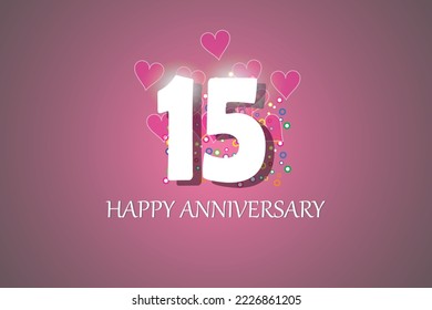 15th anniversary on pink background