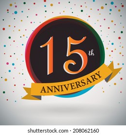 15th Anniversary poster / template design in retro style - Vector Background