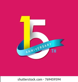 15th Anniversary simple emblems, template design for web, game ,Creative poster, booklet, leaflet, flyer, magazine, invitation card