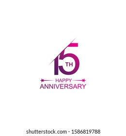 15th anniversary vector template. Design for celebration, greeting cards or print.