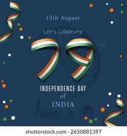 15th august celebrate 79th independence day of india creative ribbon illustration