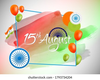 15th August Creative Vector Greeting Background with Colour Balloon and Ribbon for Card, banner, poster, advertisement, brochure, discount, sale, template. Happy Independence Day.