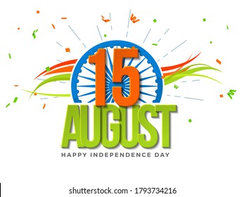 15th August Creative Vector Greeting Background with Colour Balloon and Ribbon for Card, banner, poster, advertisement, brochure, discount, sale, template. Happy Independence Day.