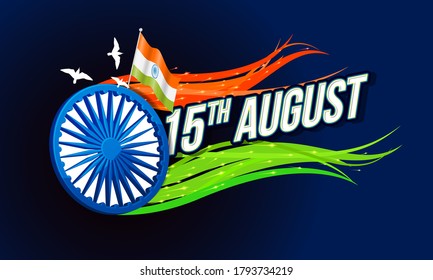 15th August Creative Vector Greeting Background with Colour Balloon and Ribbon for Card, banner, poster, advertisement, brochure, discount, sale, template. Happy Independence Day.