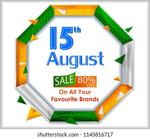 15th August, Happy Independence Day of India shopping sale and promotion advertisement background in vector