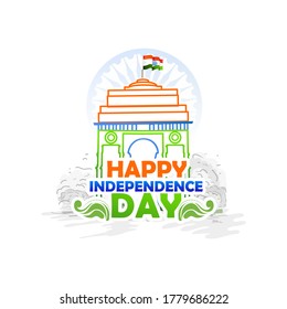 15th August, Happy Independence Day celebration, Indian National Flag and  colour background with Ashoka Wheel