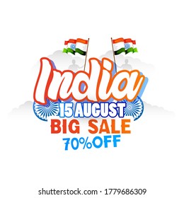 15th August, Happy Independence Day celebration, Indian National Flag and  colour background with Ashoka Wheel