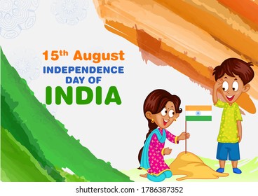 15th August, Happy Independence Day of India in vector background