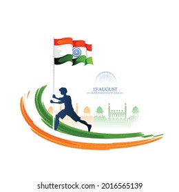 15th August, Happy Independence day India with 3d text, indian flag