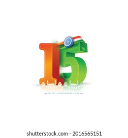 15th August, Happy Independence Day India With 3d Text, Indian Flag