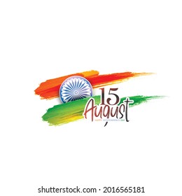 15th August, Happy Independence day India with 3d text, indian flag