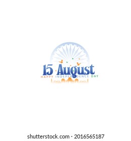 15 de Agosto, Feliz Día de la Independencia India con texto en 3d, bandera india