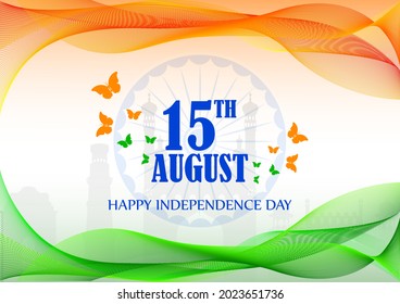 15th August, Happy Independence Day of India in vector background