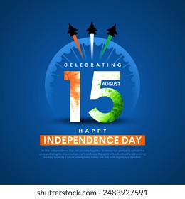 15th August happy independence day India greetings. Creative vector illustration design.