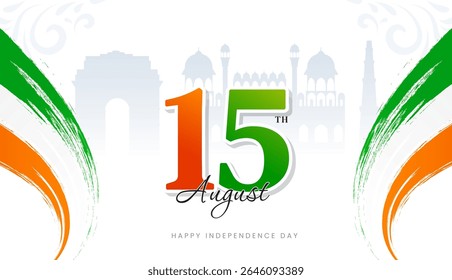15th August Happy Independence day of india celebration greeting card