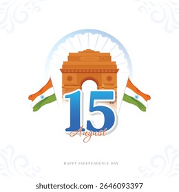 15th August Happy Independence day of india celebration greeting card