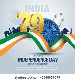15th august happy independence day India 78 years logo greetings. abstract vector illustration design.